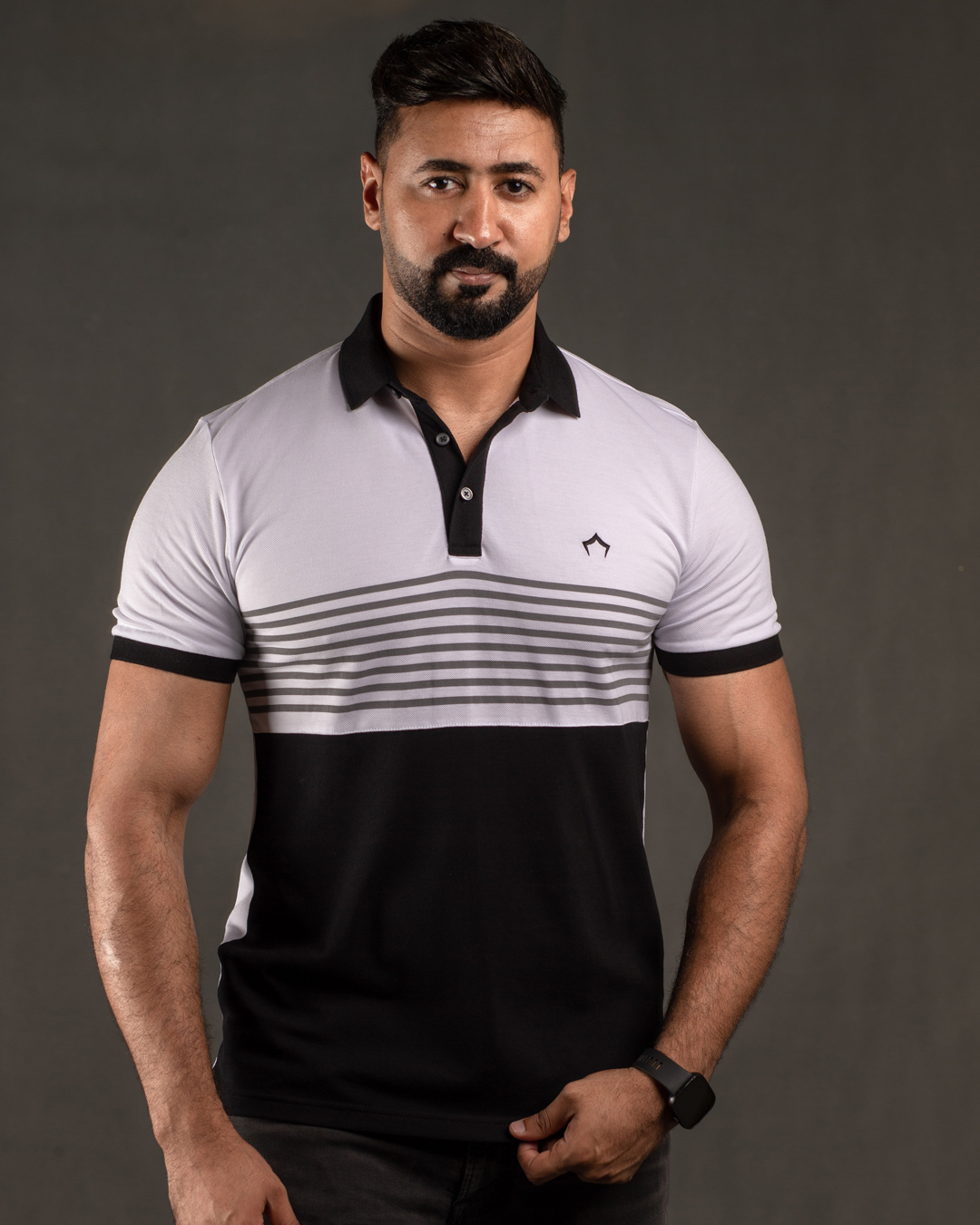 1 2 BLACK & WHITE POLO T-SHIRT - Image 1