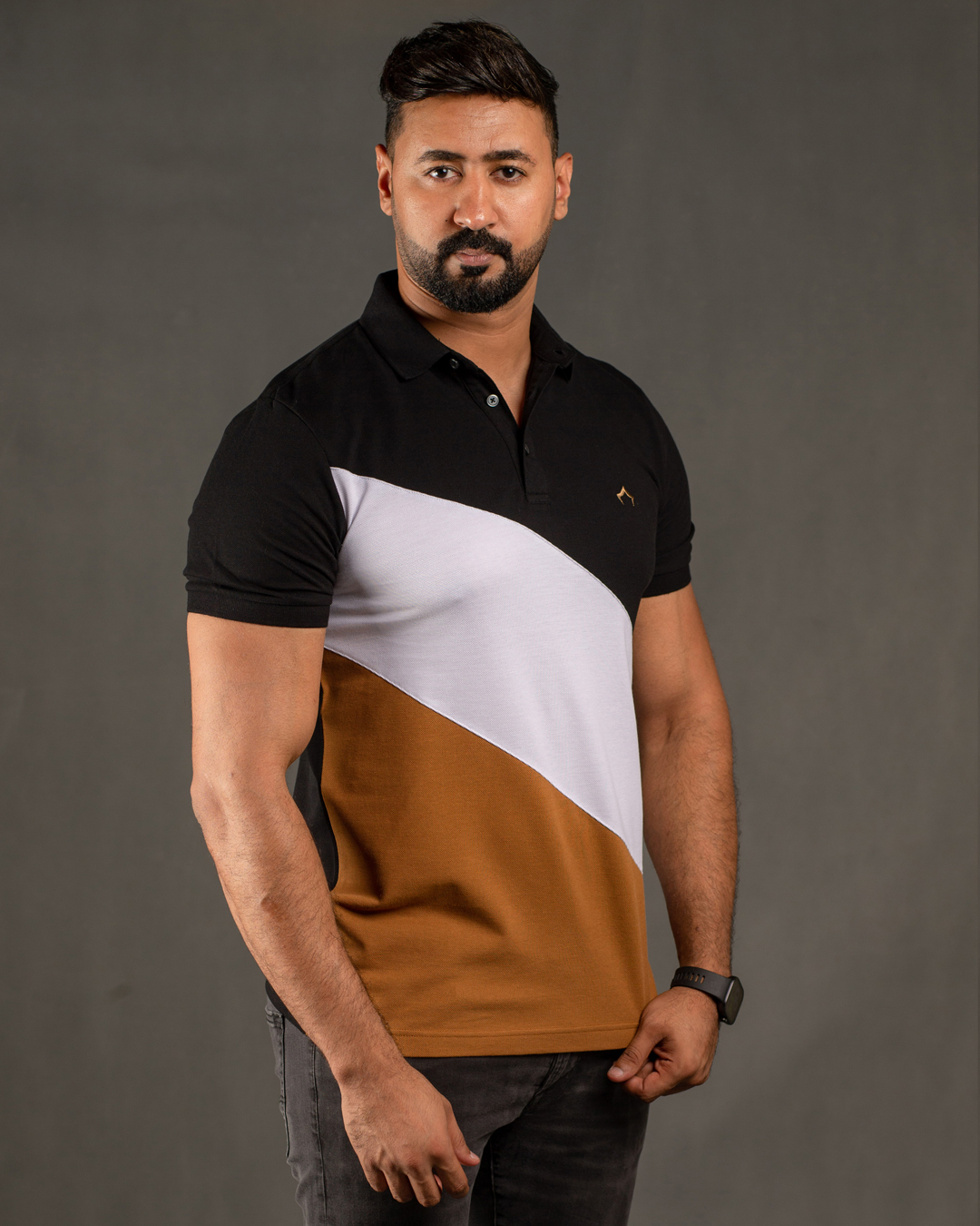 2q BROWN POLO T-SHIRT - Image 1