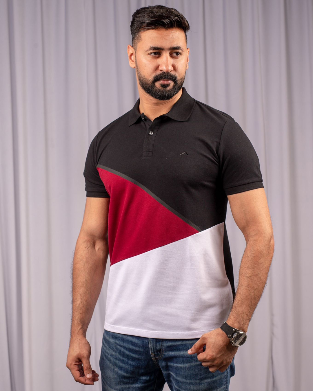 f BLACK & RED POLO T-SHIRT - Image 1
