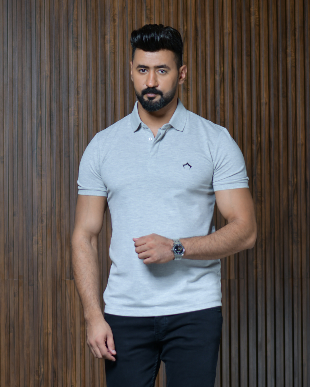 ١٣٢ GRAY POLO T-SHIRT - Image 1